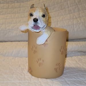 RARE Pit Bull pen/pencil holder HAND PAINTED 🎨